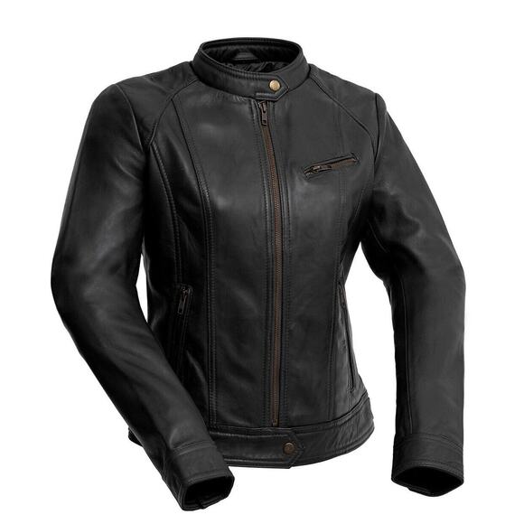 Whet Blue Jackets & Blazers - WHET BLU Leather Moto Jacket Womens XS Black Zip Snap Collar Motorcycle